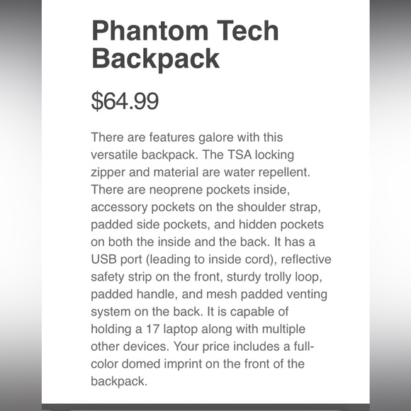 Phantom Tech Backpack! - Picture 6 of 7